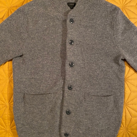 Mens Lambs Wool Bomber Cardigan 